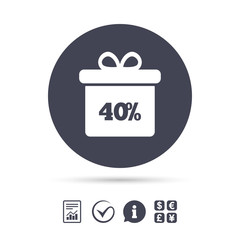 40 percent sale gift box tag sign icon.