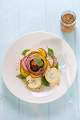 Goat's cheese and beetroot salad with vinaigrette