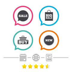 Sale speech bubble icon. Buy cart symbol.