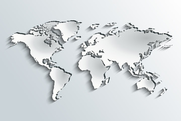Fototapeta na wymiar World map in peeling paper