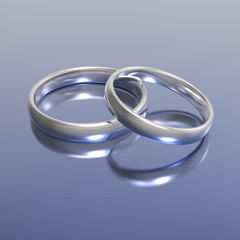 3D illustration gold silver wedding rings