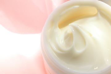 white facial cream in plastic bottle for beauty background image