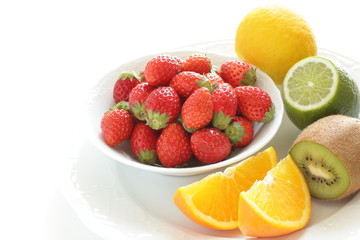 Fototapeta na wymiar Assorted of great Vitamin C fruit for health image