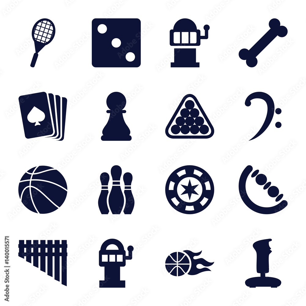 Poster Set of 16 play filled icons