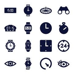 Set of 16 watch filled icons