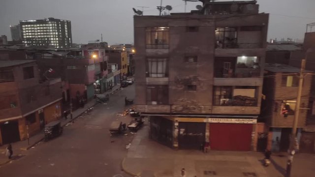 Poor neighborhood on the suburbs of Lima, Peru. Slow motion