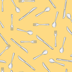 pattern Cutlery spoon knife drawing graphic  design illustrate