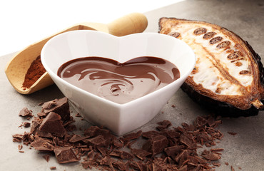 Melting chocolate / melted chocolate/ chocolate swirl/ stack/ chips and powder