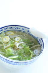 Chinese food, glass noodles and soup