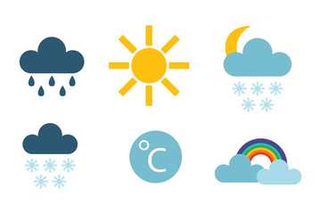 Obraz premium Set of climate forecast weather icons vector.