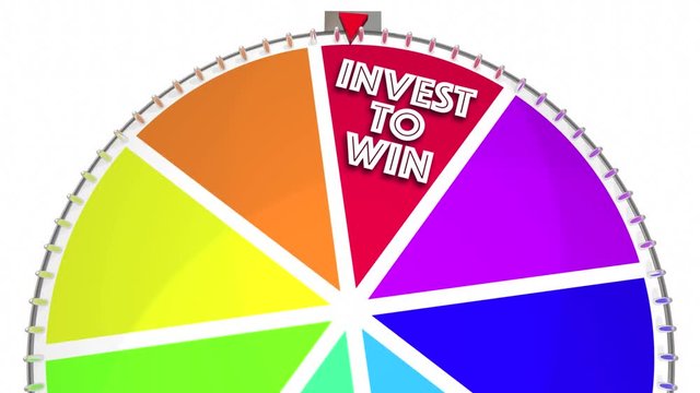 Invest to Win Game Show Wheel Stock Market Financial Advice 3d Animation