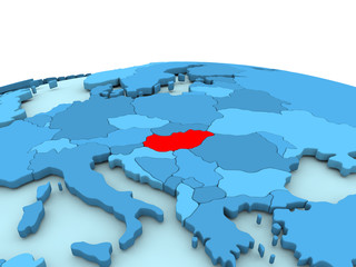 Hungary on blue globe