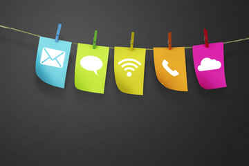 Mobile symbol in Sticky notes with gray background