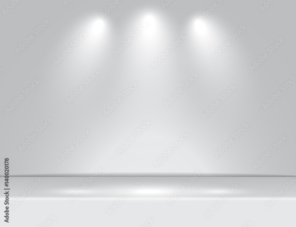 Wall mural spotlight gray light rays room studio background vector