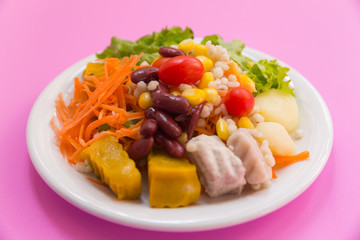 Mixed vegetables and fruit salad,healthy food
