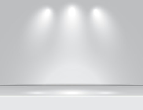 Spotlight gray light rays room studio background vector