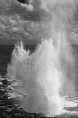 spouting horn kauai hawaii black and white