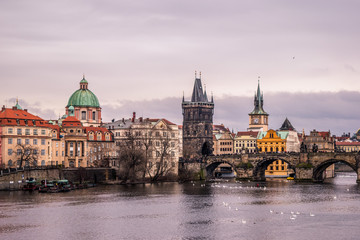 Fototapeta premium Prague Bridge over Danube