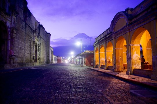 volcano antigua Guatemala streets