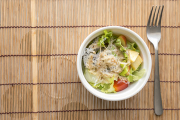 mixed salad vegetables fruit  and dreesing japanese style