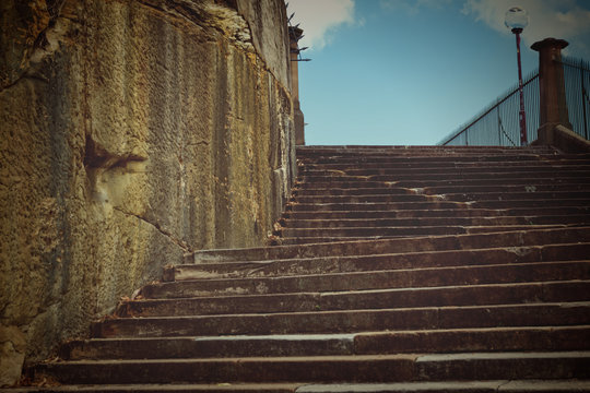 Retro Filter Sandstone Stairs Sydney Conservatorium Of Music. Copyspace.