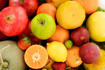 Naklejka na ściany i meble Set of collection of many ripe fruits