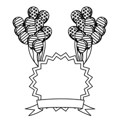 figure emblem independence day with balloons and flag icon, vector illustraction design