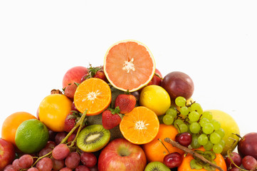 Naklejka na ściany i meble fresh fruits on white background