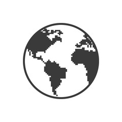 Pixel Art Earth or Globe Vector Icon