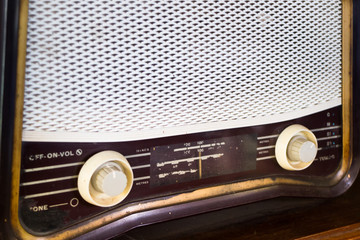Retro Radio On Wooden Table
