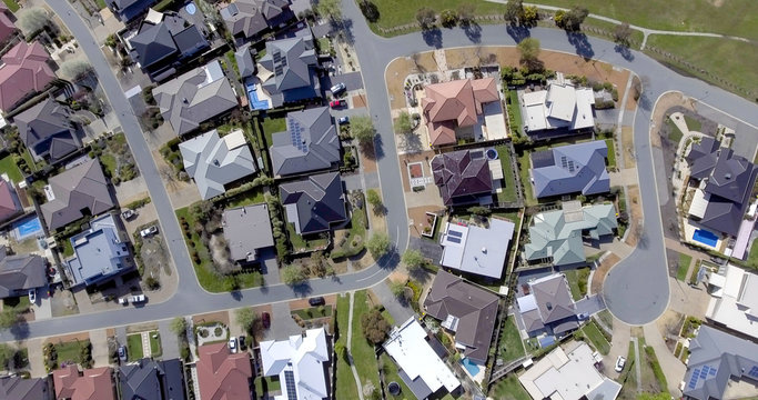 Aerial view of an Australian suburb
