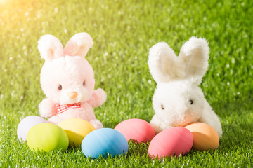 Easter bunny toy and Easter egg