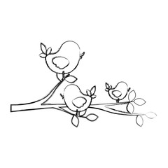 figure birds in the branches trees icon, vector illustraction design