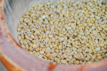First processing of vintage coffee bean