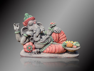 Hindu God Ganesha Lord of Success isolate on gradient Black and white background