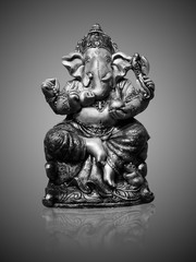 Fototapeta premium Black and white ofHindu God Ganesha Lord of Success isolate on gradient Black and white background