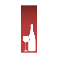 symbol wine bottle with glass icon, vector illustraction design