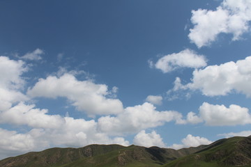 Fototapeta premium Partly Cloudy Blue Sky in Qinghai China