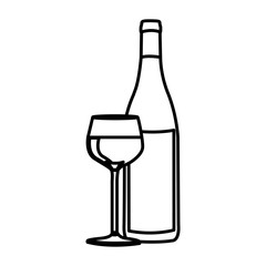 figure wine bottle with glass with wine icon, vector illustraction design