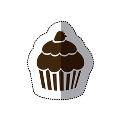 brown muffin with strawberry icon, vector illustraction design