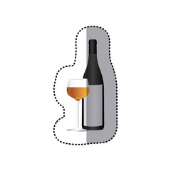 wine bottle with glass with wine icon, vector illustraction design