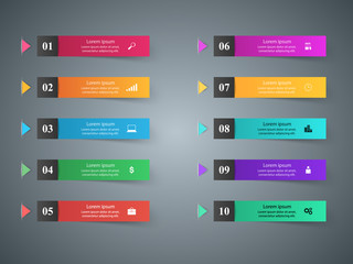 Infographic design. List of 10 items.