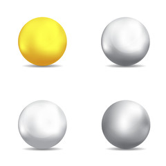 chrome, gold, lead, aluminum, platinum, bronze, or silver spheres or ball