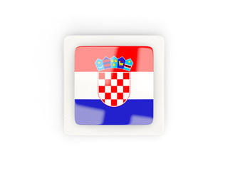 Naklejka premium Square carbon icon with flag of croatia