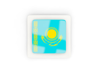 Square carbon icon with flag of kazakhstan