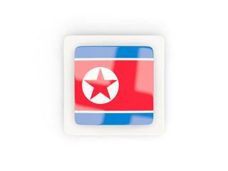 Square carbon icon with flag of korea north