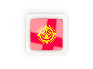 Square carbon icon with flag of kyrgyzstan