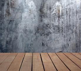 terrasse planches, fond béton brossé ciré 