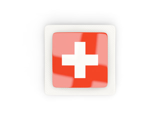 Obraz premium Square carbon icon with flag of switzerland