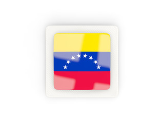 Square carbon icon with flag of venezuela